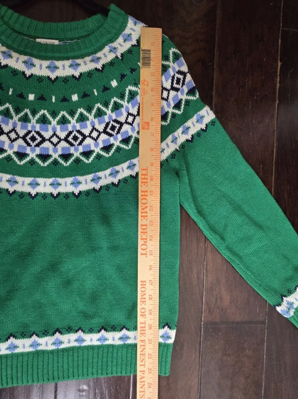 J.Crew Fair Isle Sweater Green Nordic Cotton Crewneck Knit Pullover Medium